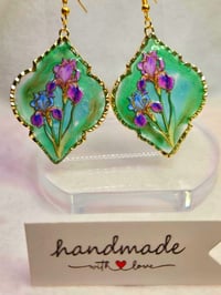 Image 3 of Handcrafted Resin Iris Earrings 