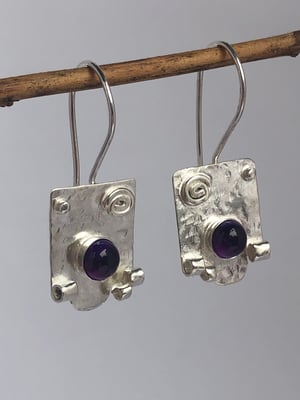 Amethyst Silver Earrings - Pair