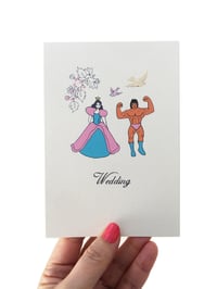Image 1 of Princess and Strongman Wedding Card