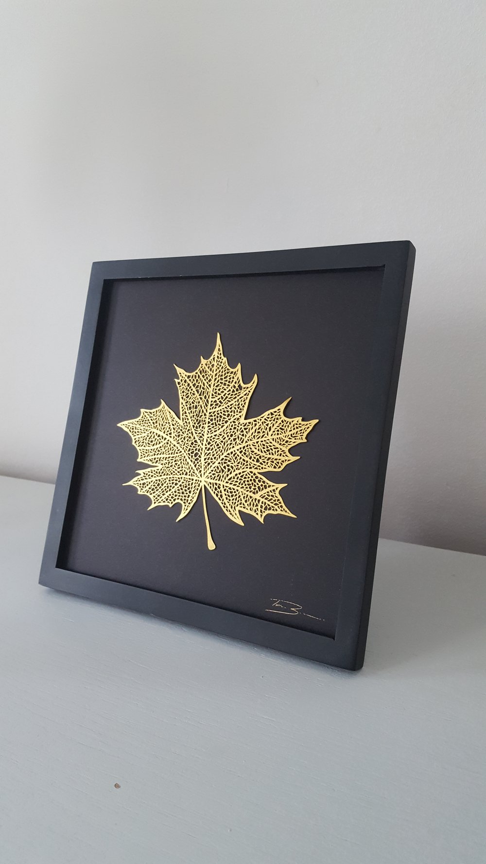 Image of Framed Maple Leaf Paper Cutting