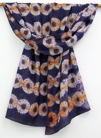Image 2 of Larch Pattern Shibori - botanical silk scarf