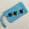 Honey Bees - wristlet zipper purse
