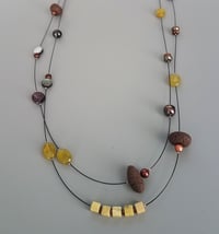 Stoneware necklace- copper and gold