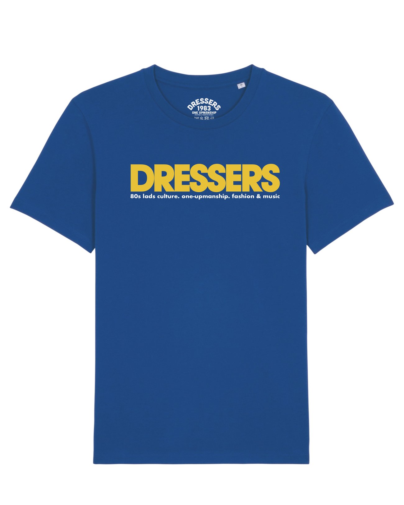 white and royal blue tshirt