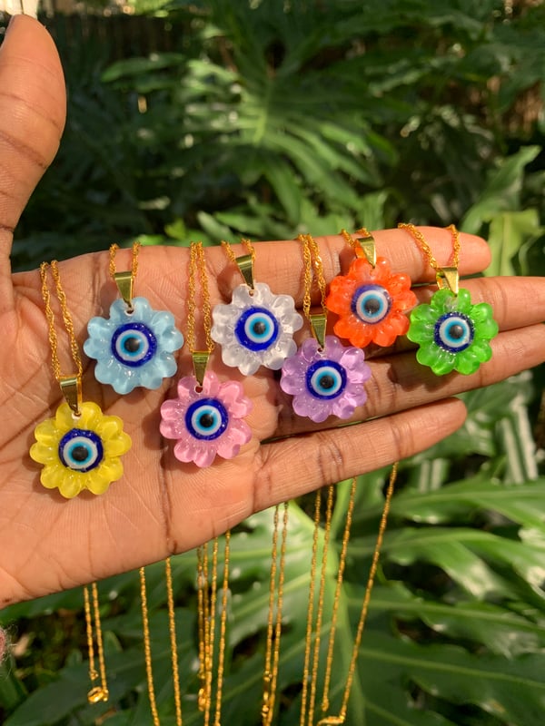 Image of Colorful Protection Eye Flower Pendants