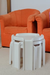 Image 3 of Complete set White Kartell nesting table by Giotto Stoppino (Pick up only)