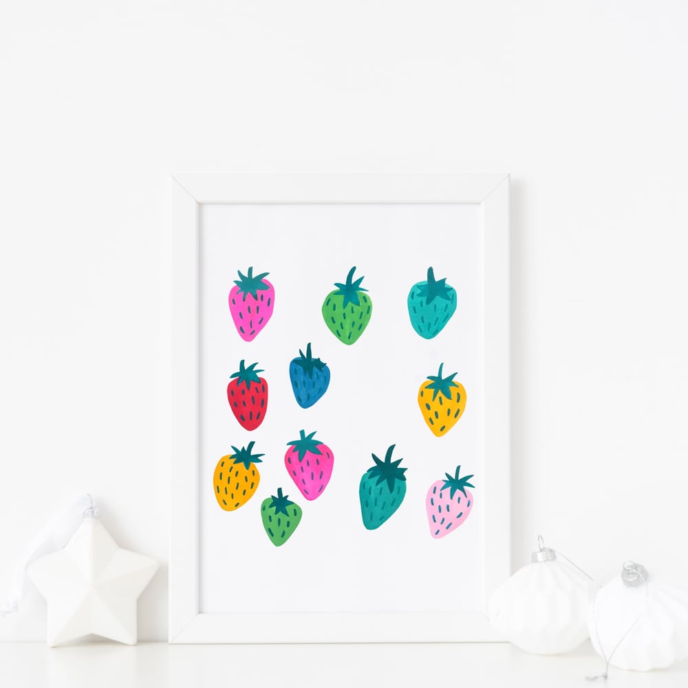 Image of Rainbow Strawberries print