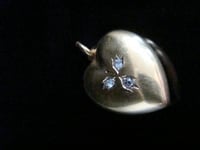 Image 2 of Victorian 15ct yellow gold old cut diamond puff heart pendant