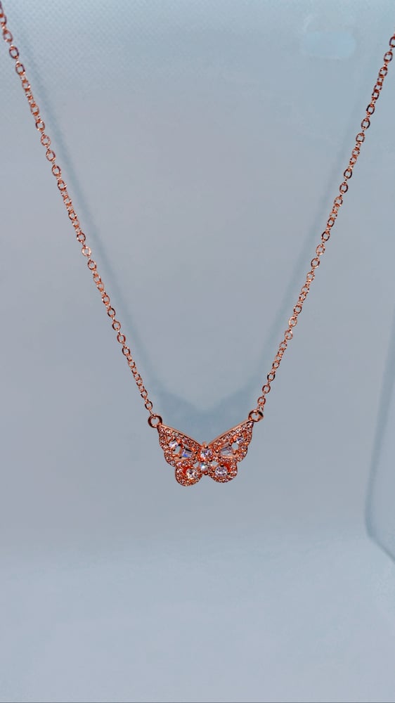 Image of Rose Gold Royal Butterfly Necklace 