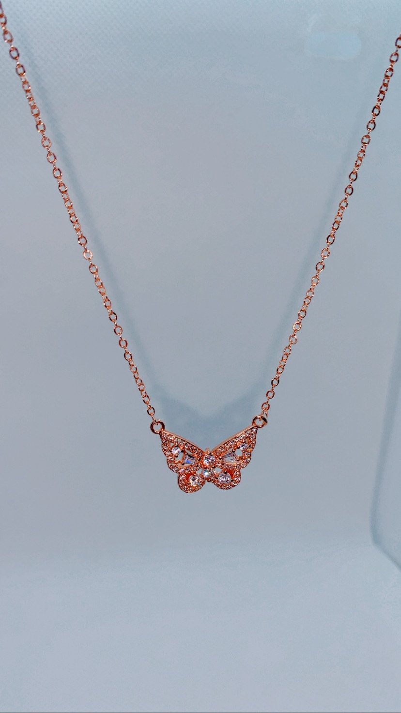 Image of Rose Gold Royal Butterfly Necklace 