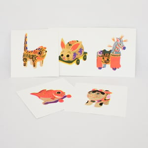 Image of Hariko set of 5 riso prints - square 16cm