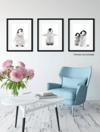 Set of 3 Watercolor Penguin Art Prints 