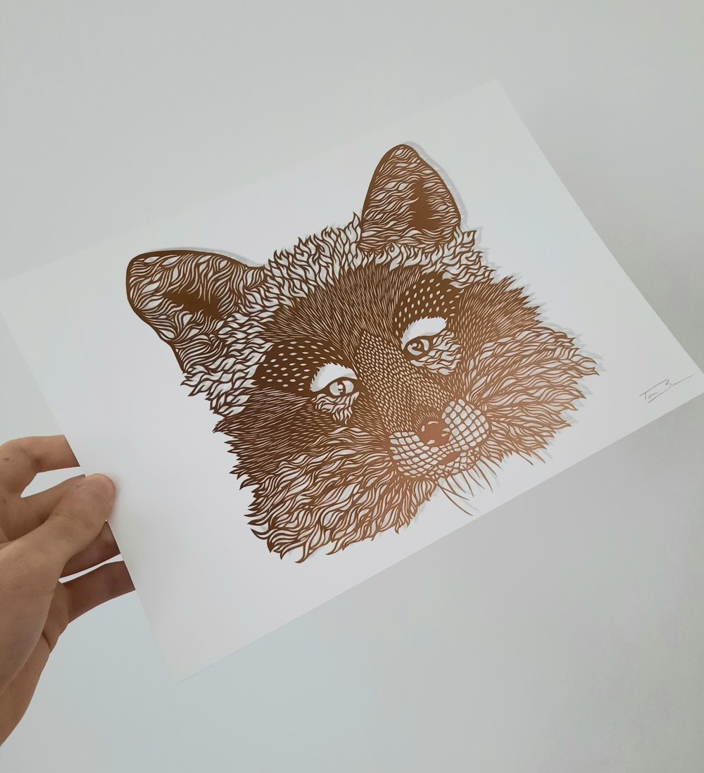 Image of A4 Giclée Print of Fox Paper Cutting