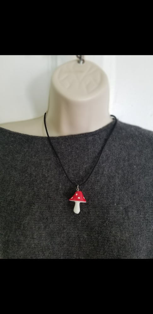 Image of Red Mushroom Pendant Necklace