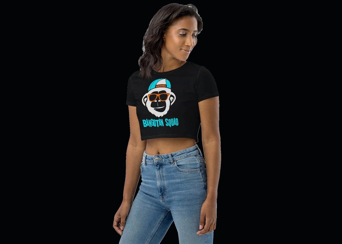 Blue Bangutan On Black Crop Top