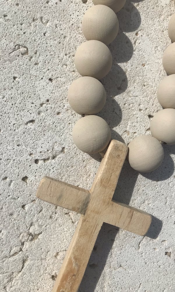 Image of Mini Beads in Stone with Wooden Cross 
