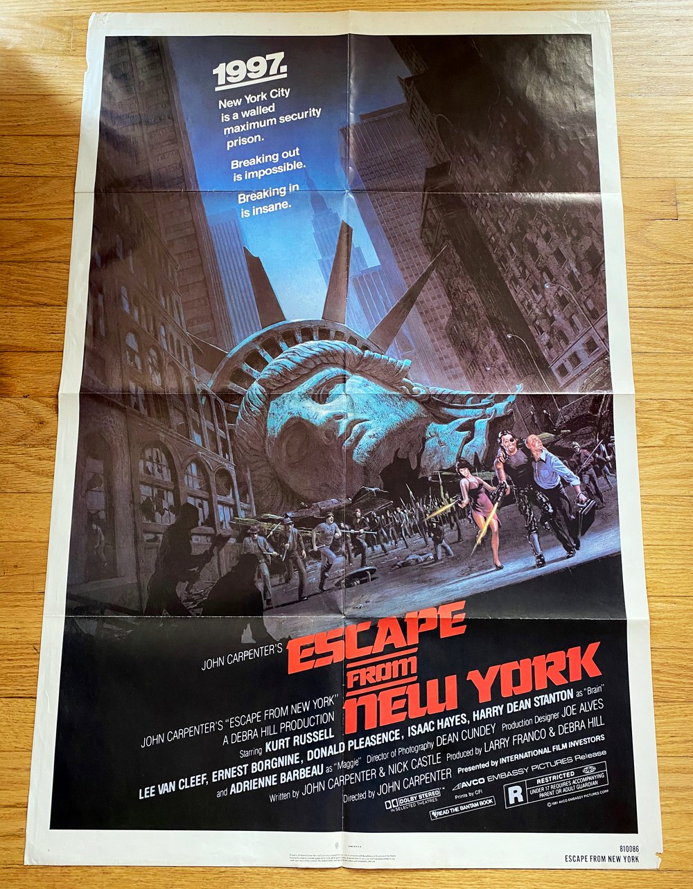 1981 ESCAPE FROM NEW YORK Original U.S. One Sheet Movie Poster