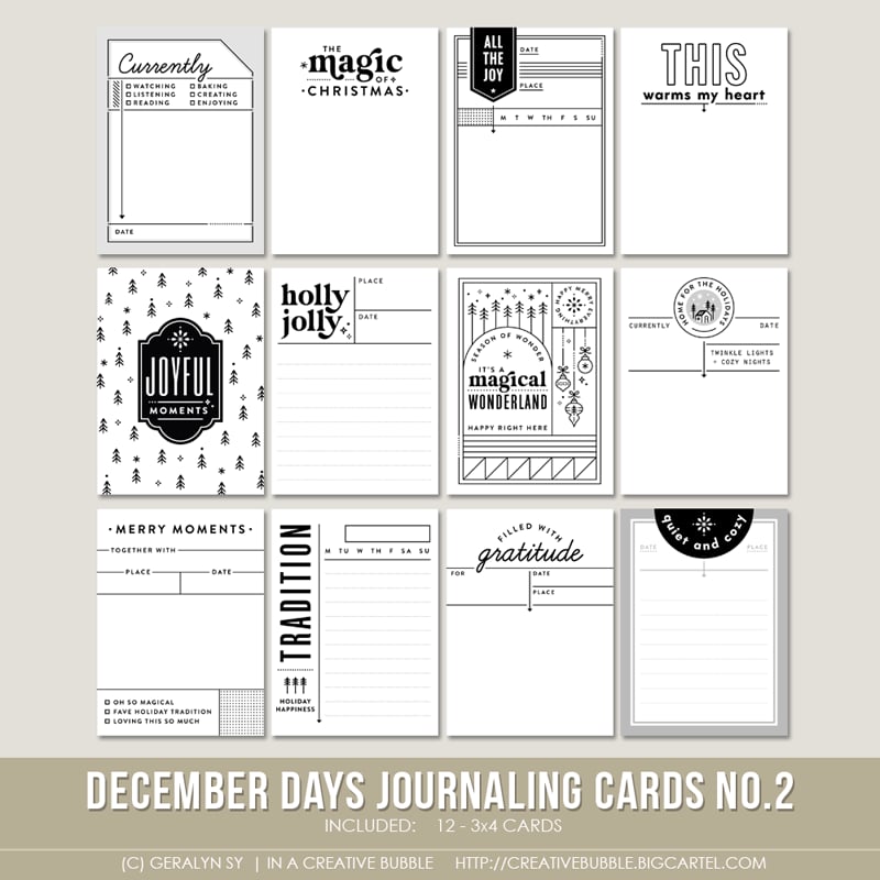 Image of December Days Journaling Cards No.2 (Digital)