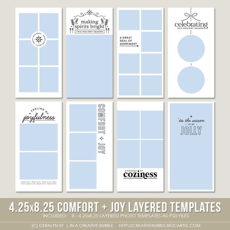 4.25x8.25 Comfort + Joy Layered Photo Templates (Digital) | In a ...