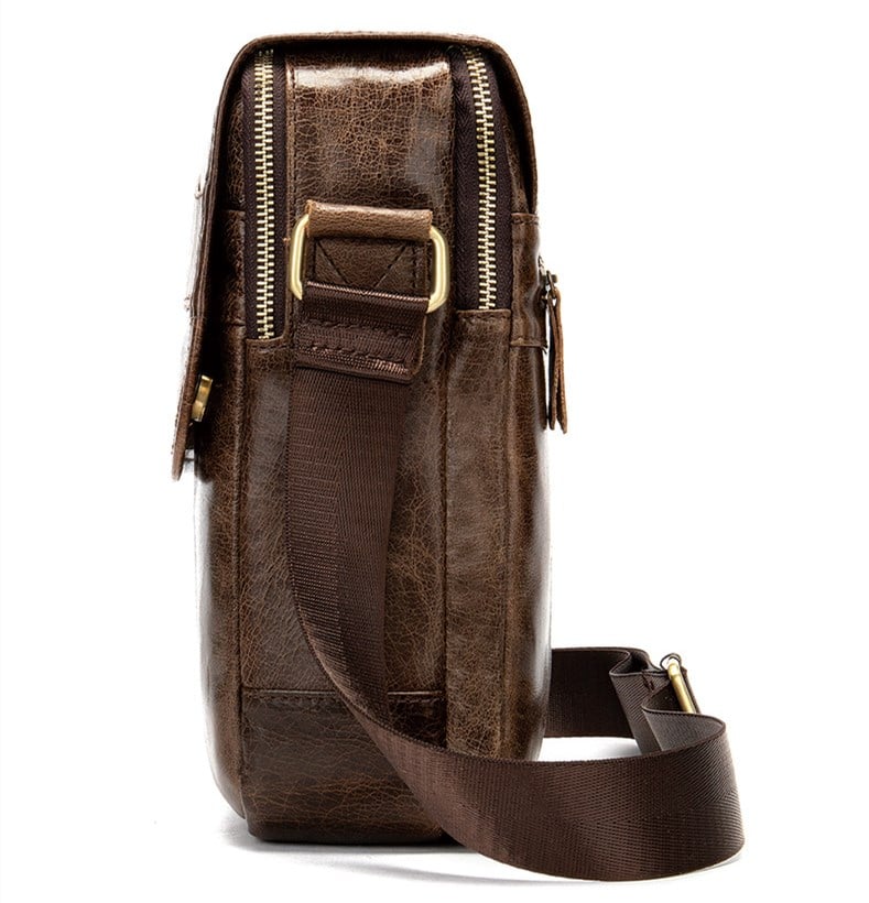 Full Grain Leather Shoulder Bag Black Leather Messenger Bag Casual Cro –  Unihandmade