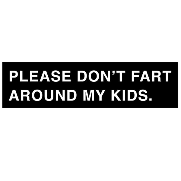 Please don't fart around my kids - Bumper sticker - Sick Animation Shop