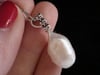 18ct white gold large baroque pearl and diamond pendant 