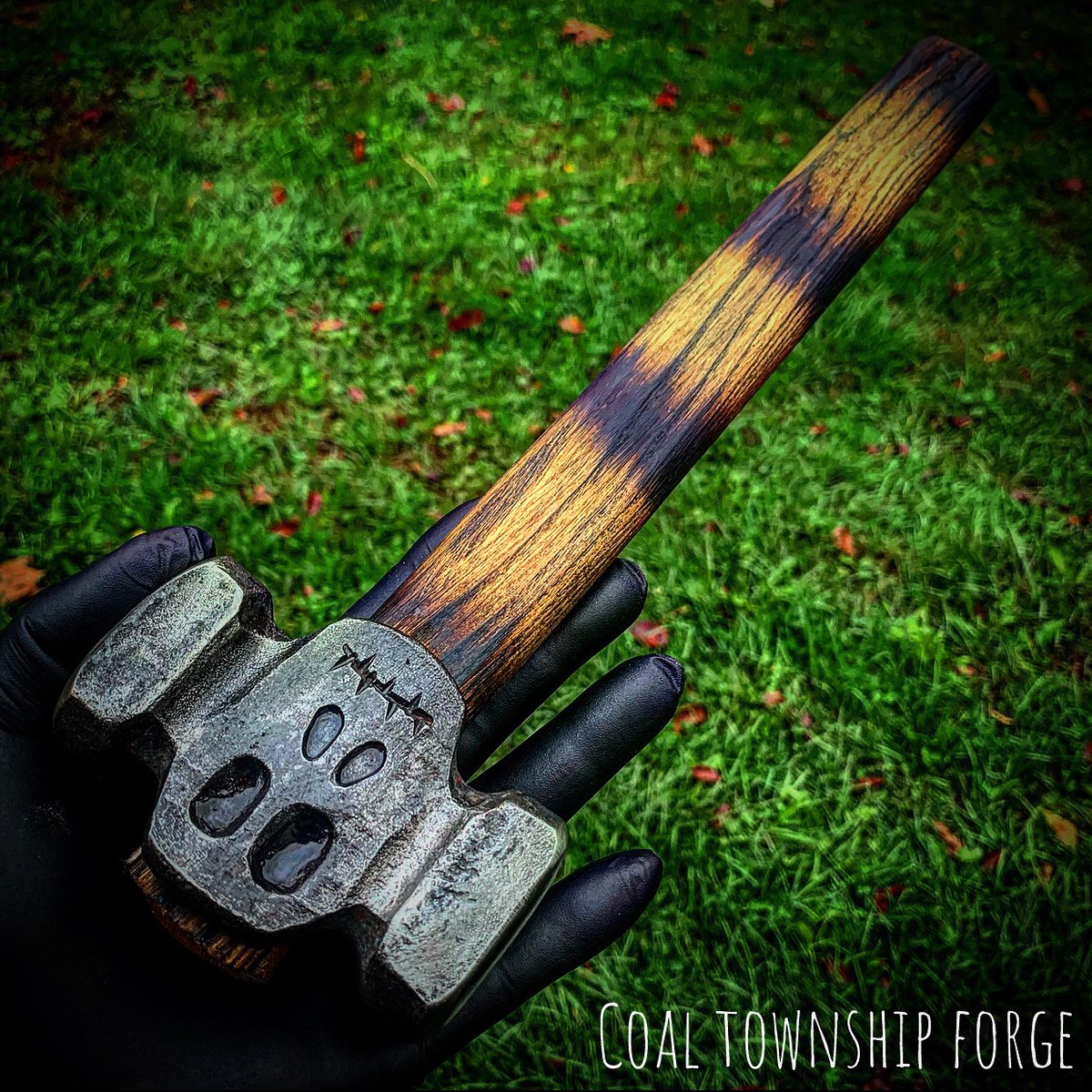 Handforged Rounding Hammer with skull motif ( Made to order