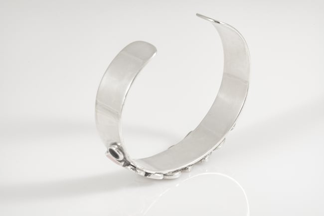 Multicolor Squares and Cirlces Silver Bracelet