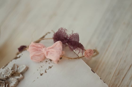 Image of Two bows and flowers headband