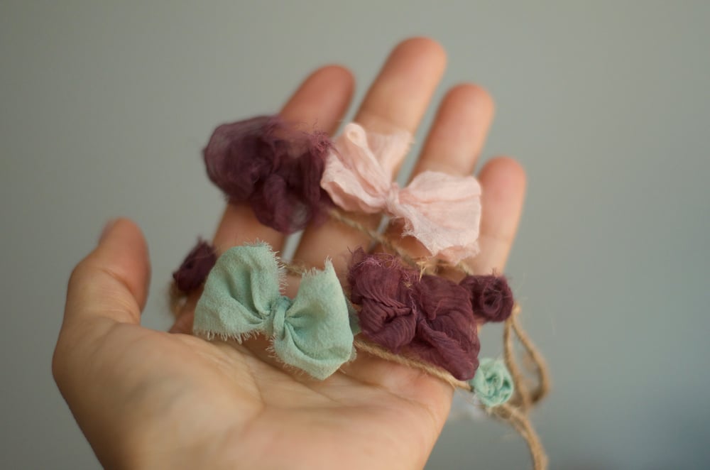 Image of Two bows and flowers headband 