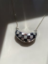 Image 2 of Checkered Crescent Moon Necklace 