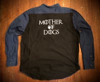 “MOTHER OF DOGS” UPcycled t-shirt denim
