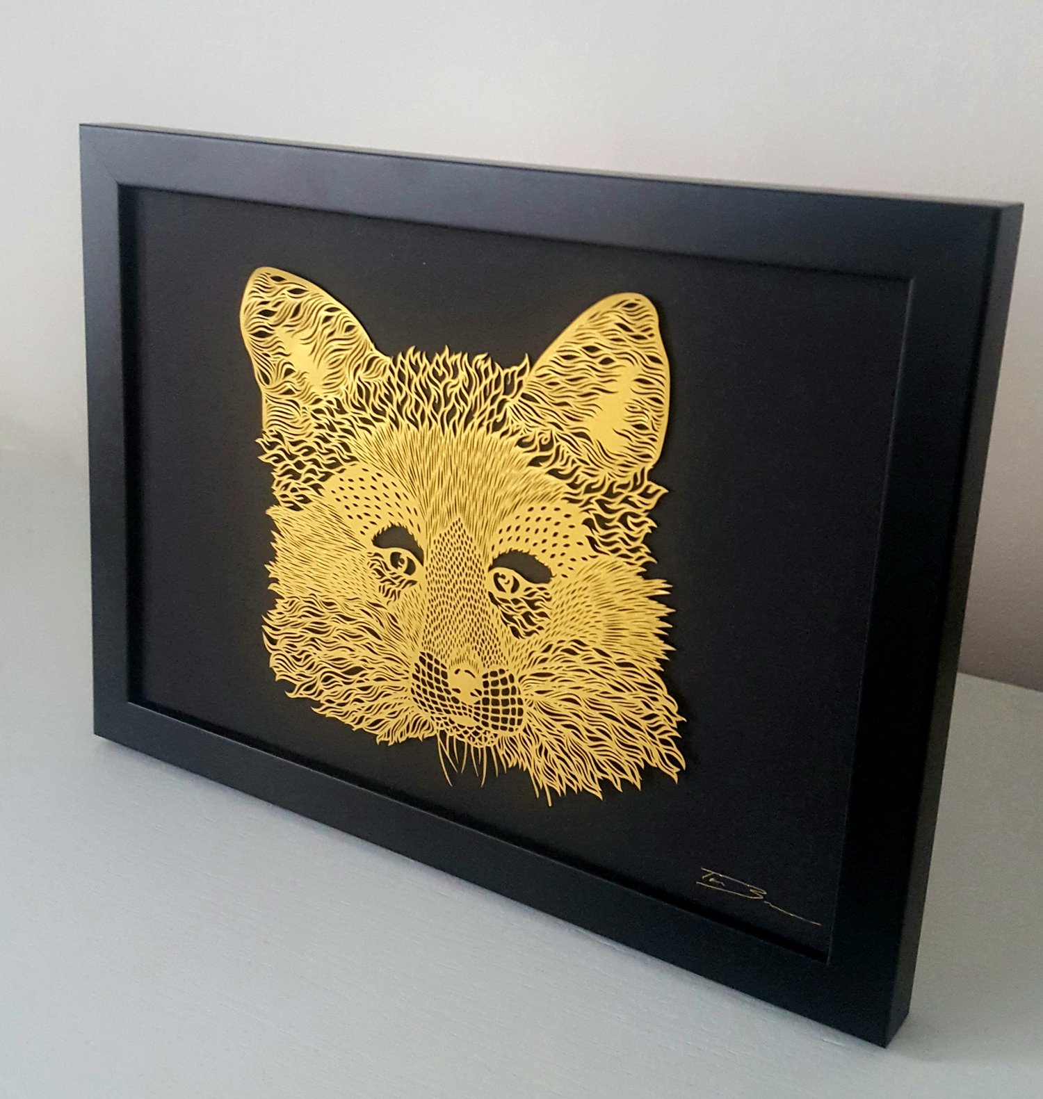 Image of Framed Fox Paper Cutting