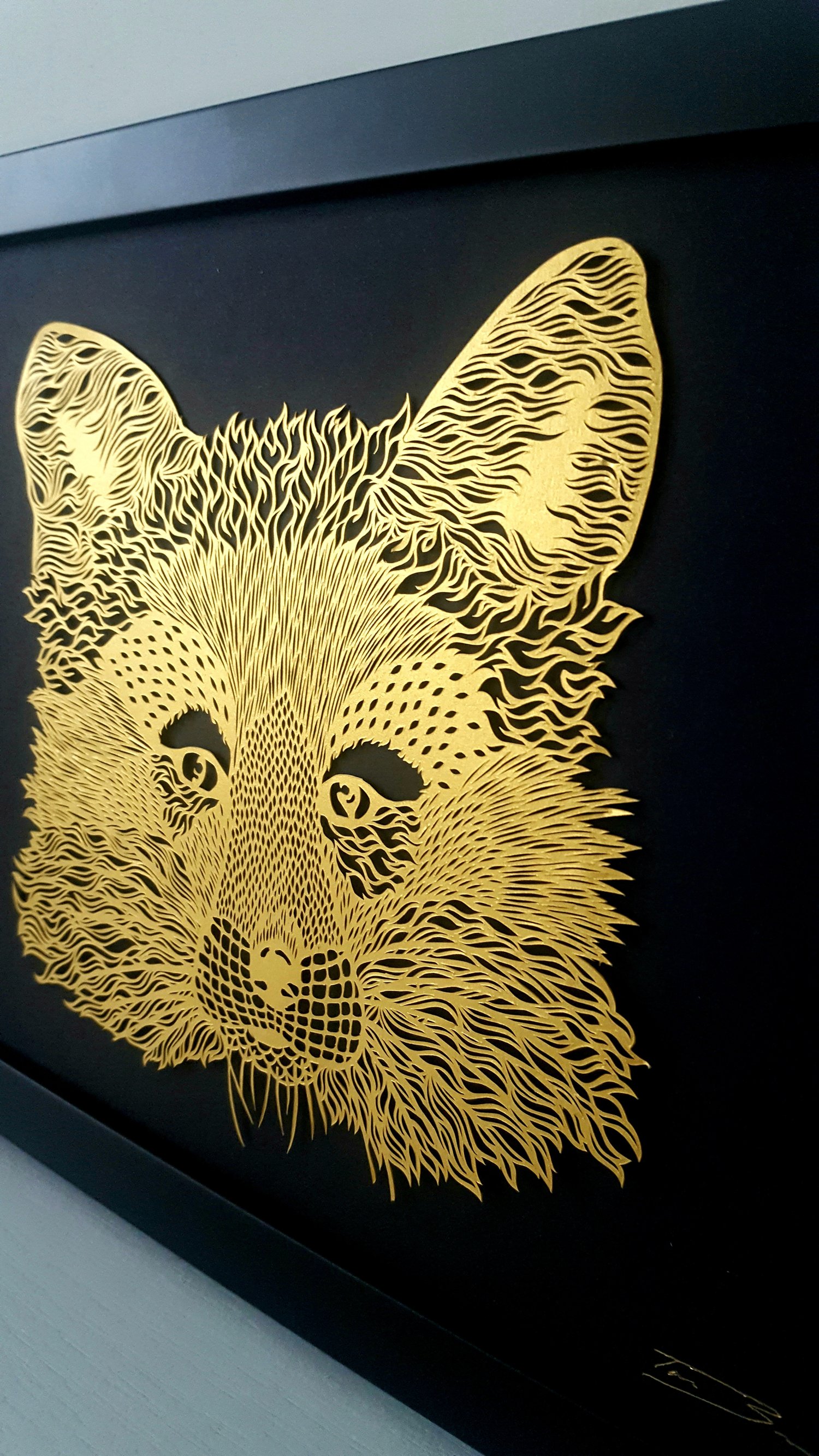 Image of Framed Fox Paper Cutting