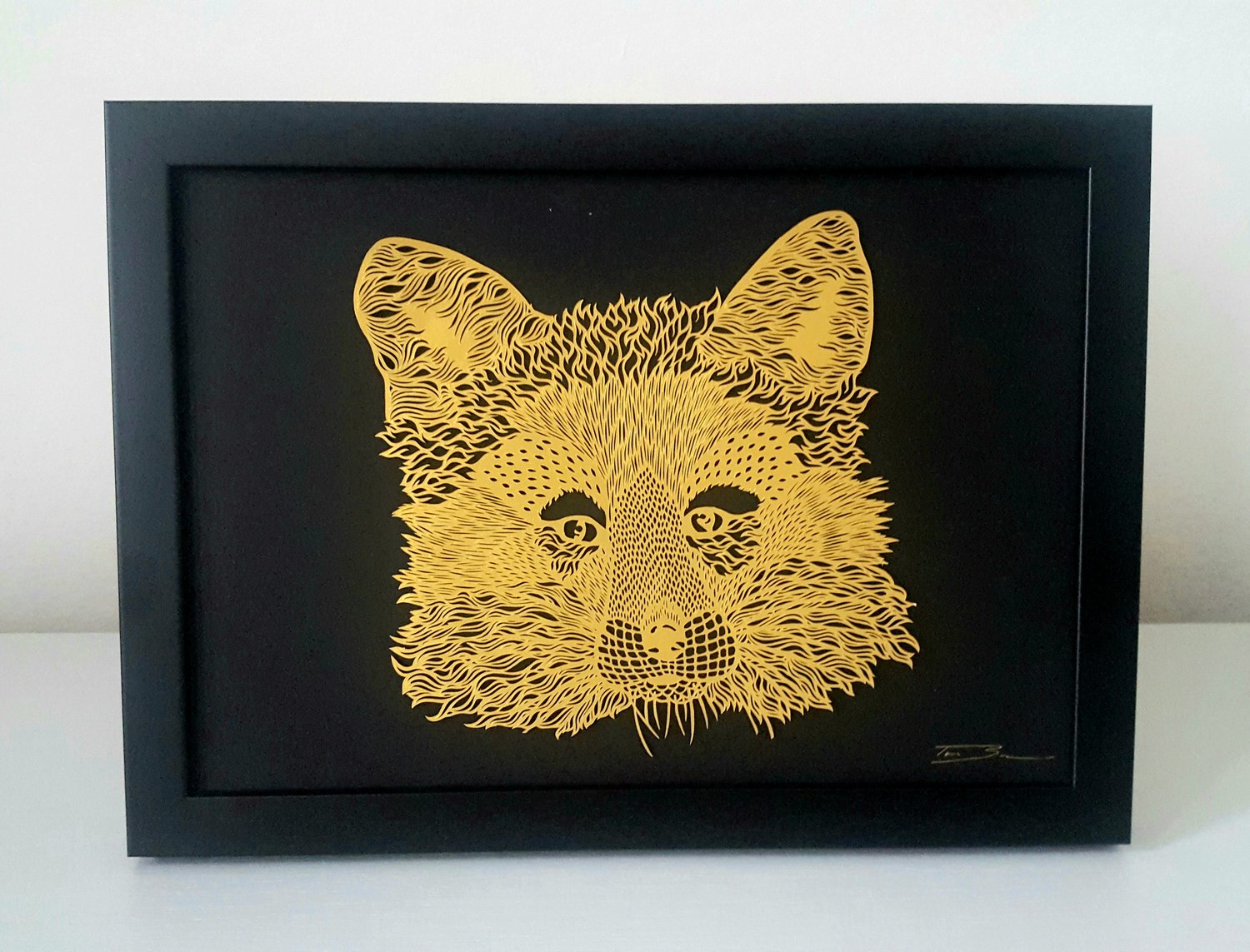 Image of Framed Fox Paper Cutting