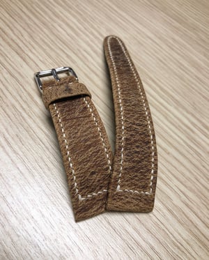 Image of Box-stitch “Wild Kudu” hand-rolled watch strap