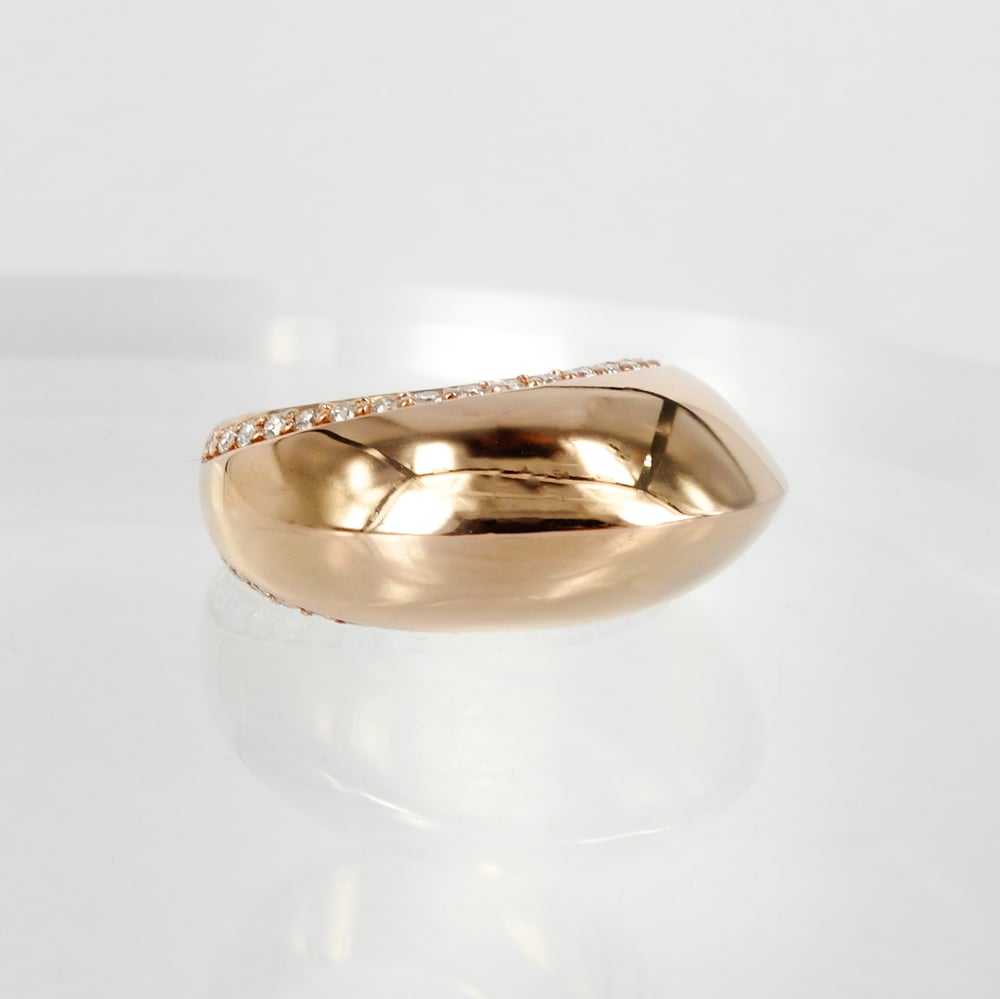Image of 14ct Rose gold domed cocktail ring with diamonds - M1383