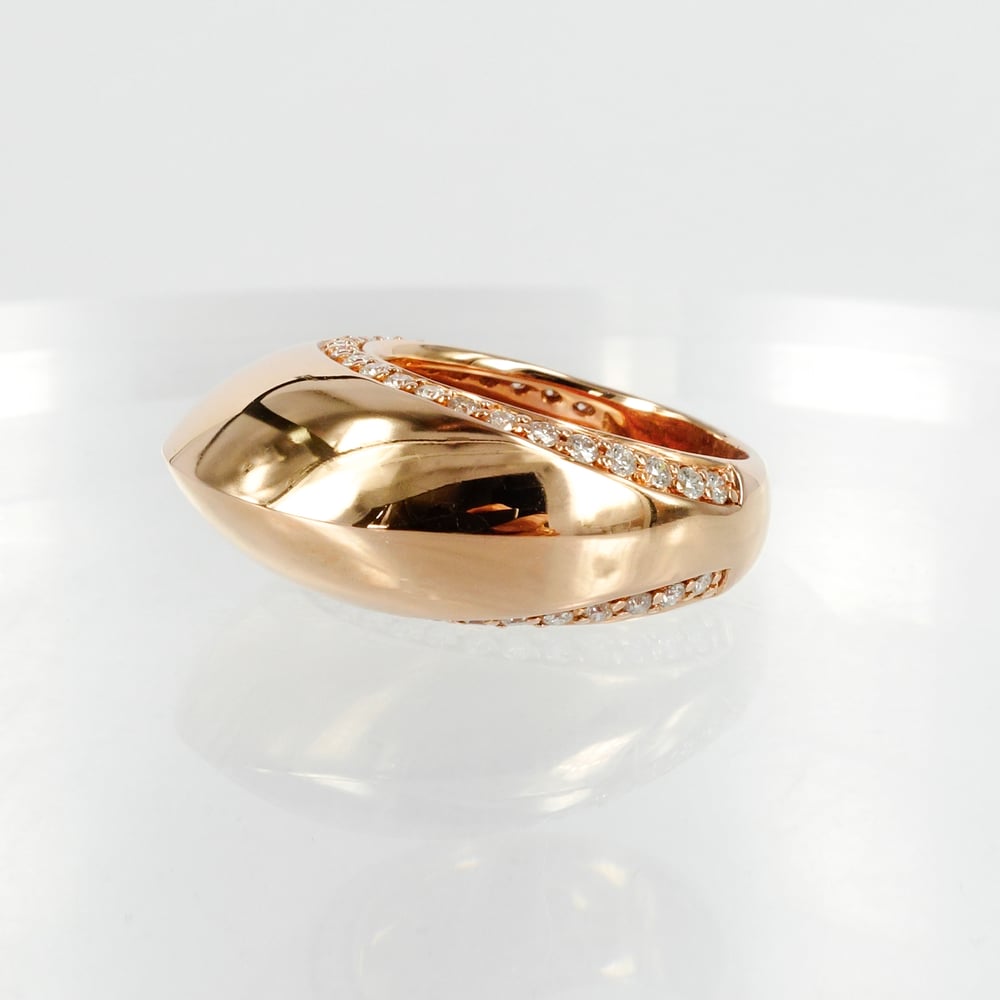 Image of 14ct Rose gold domed cocktail ring with diamonds - M1383