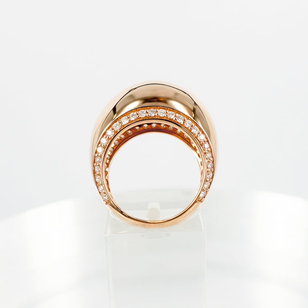 Image of 14ct Rose gold domed cocktail ring with diamonds - M1383