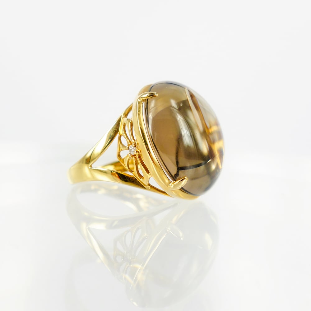 Image of 14ct yellow gold smoky quartz cocktail ring - M1571