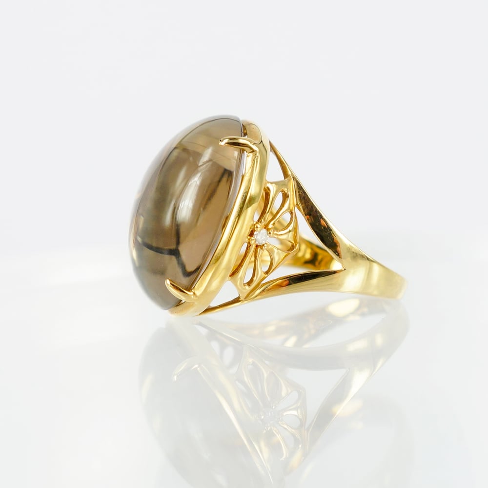 Image of 14ct yellow gold smoky quartz cocktail ring - M1571