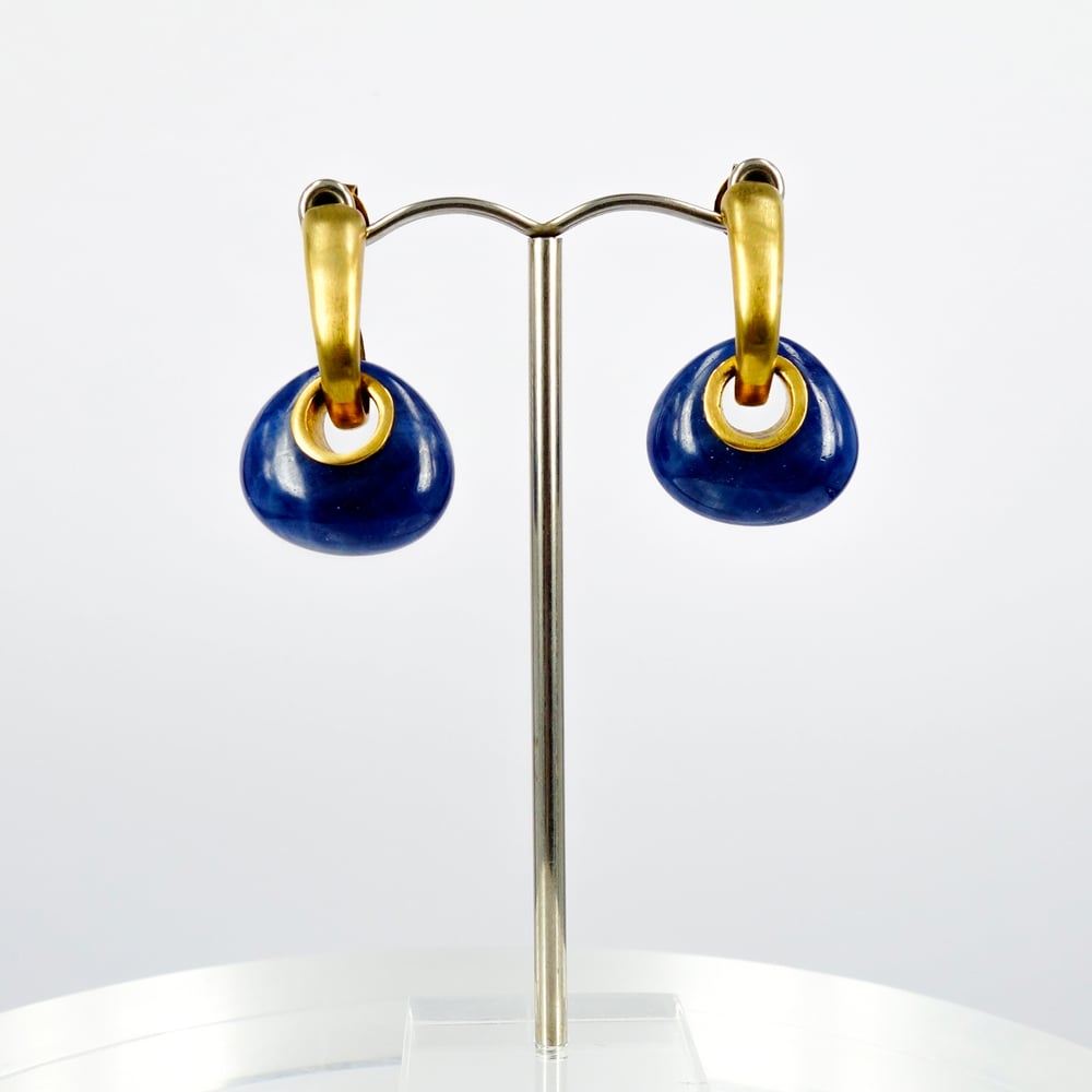 Image of Sterling silver gold plated sapphire drop earrings M2570