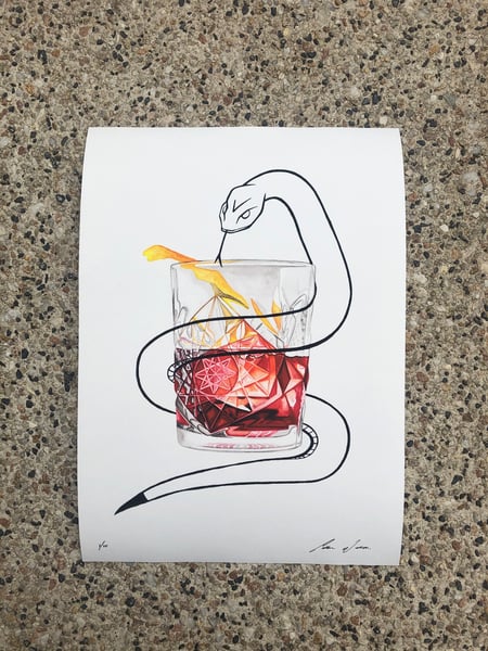 Image of Negroni & The Snake A4 print