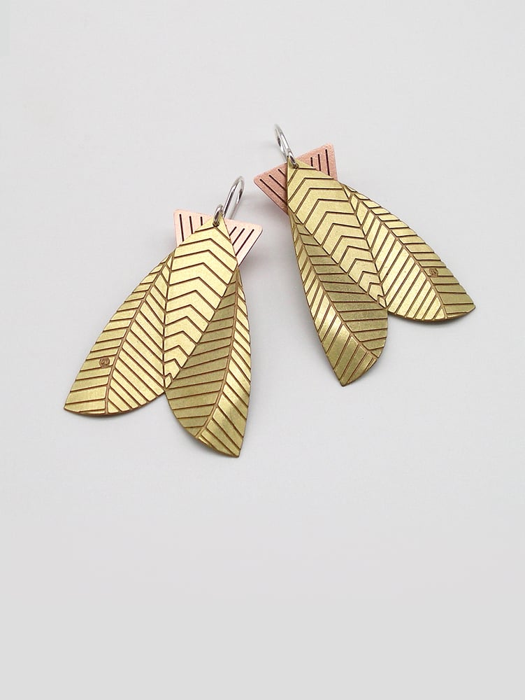 Image of MOTH EARRINGS: BIG MOTH  (BRASS & COPPER)