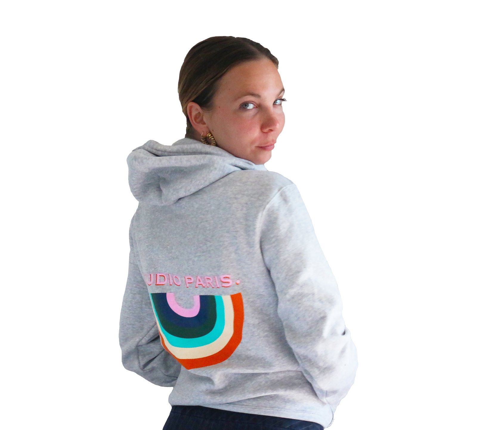 Grey hoodie with discount rainbow