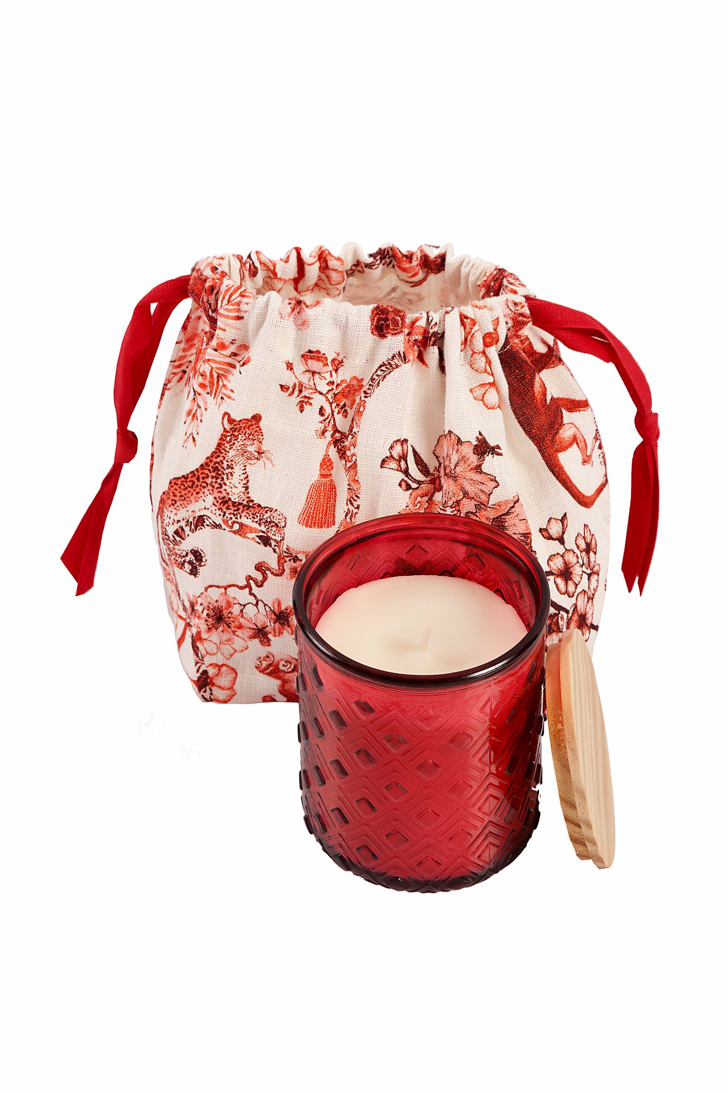 Image of Set candela profumata con sacchetto di lino Chinoiserie - Chinoiserie scented candle in the bag