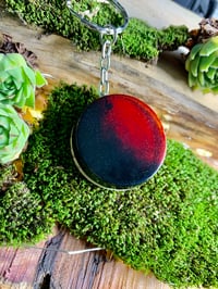 Orange and Black Petri Dish Resin and Wood Keyring