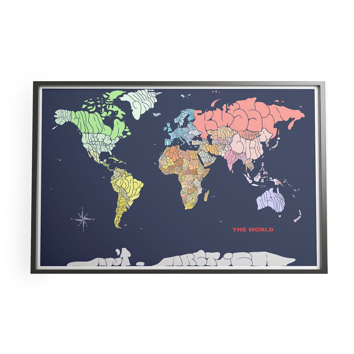 World Map Poster - Miller Cylindrical | Island Maps