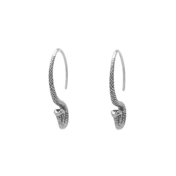 Image of Cobra Snake Hoop Earrings Sterling Silver 