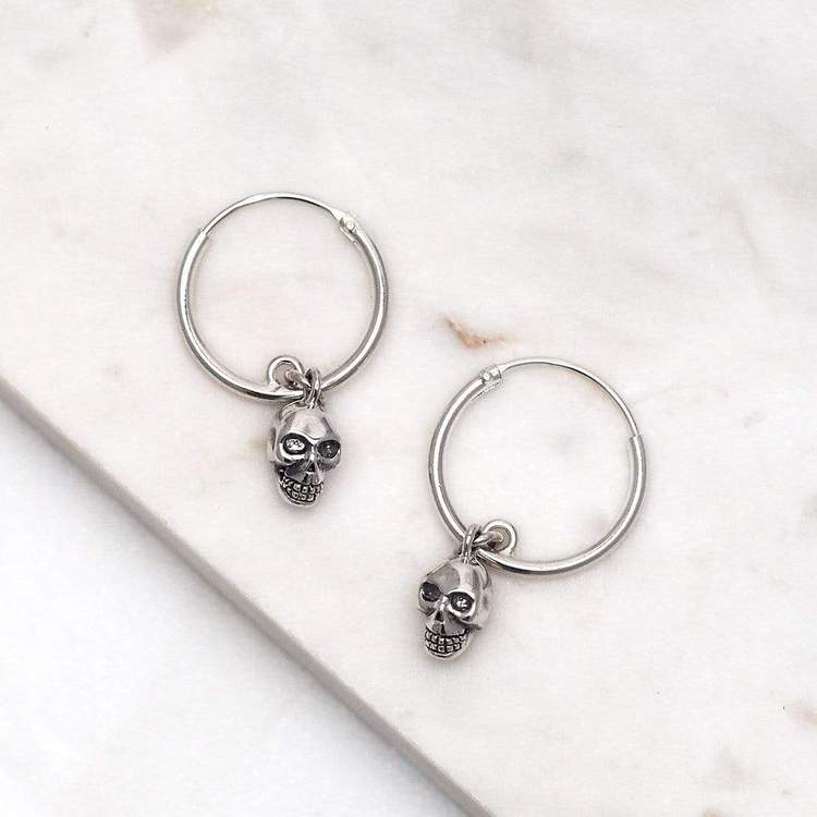 Silver skull hoop on sale earrings